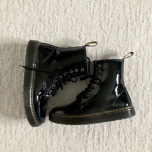 Doc Martens black patent leather boots- Size 8